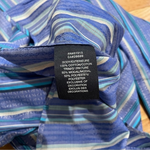 ROBERT GRAHAM Cotton Long-Sleeved Flip Cuff Dress Shirt Blue Southwest Stripe XL - Picture 6 of 9